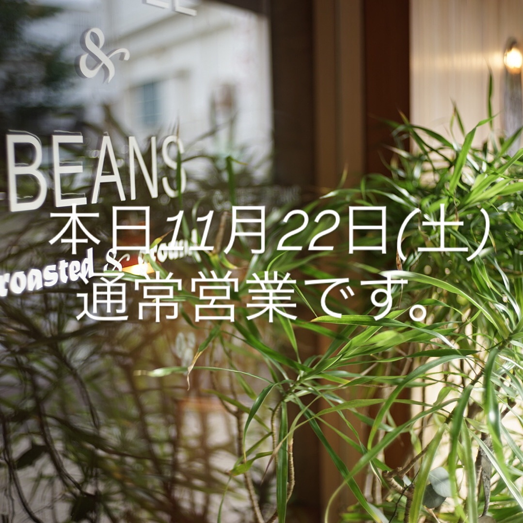 本日11月22日(土)通常営業です。
