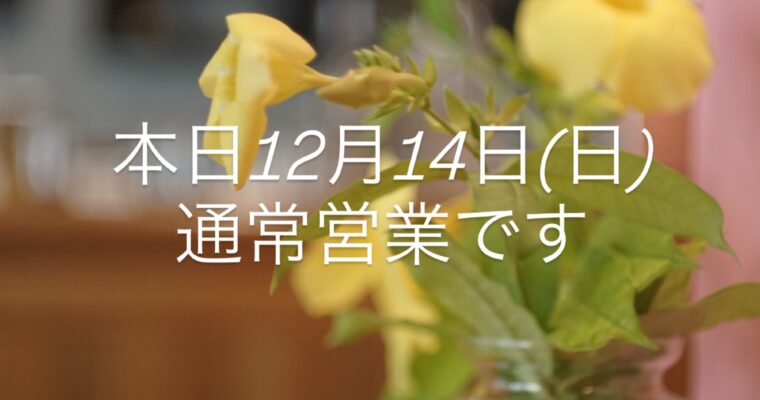 本日12月14日(日)通常営業です。